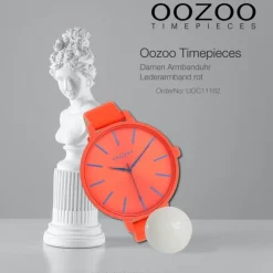 Oozoo Damen Armbanduhr Timepieces Analog Leder rot orange UOC11162