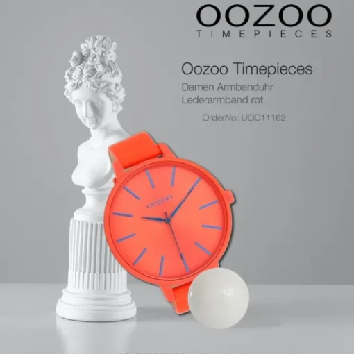 Oozoo Damen Armbanduhr Timepieces Analog Leder rot orange UOC11162