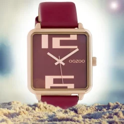 Oozoo Damen Armbanduhr Timepieces C10363 Analog Leder weinrot UOC10363