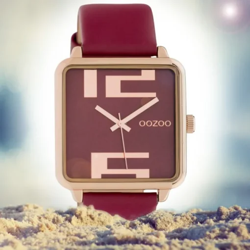 Oozoo Damen Armbanduhr Timepieces C10363 Analog Leder weinrot UOC10363