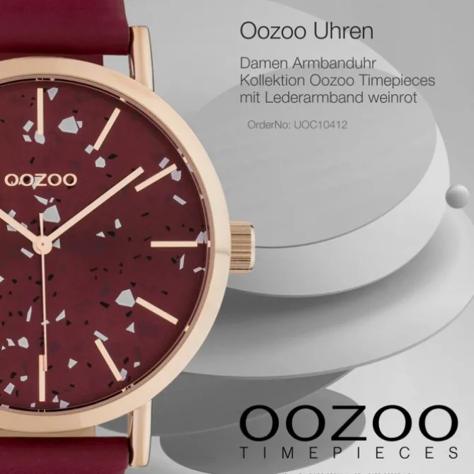 Oozoo Damen Armbanduhr Timepieces Analog Leder weinrot UOC10412