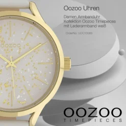 Oozoo Damen Armbanduhr Timepieces C10085 Quarzwerk Leder weiß UOC10085