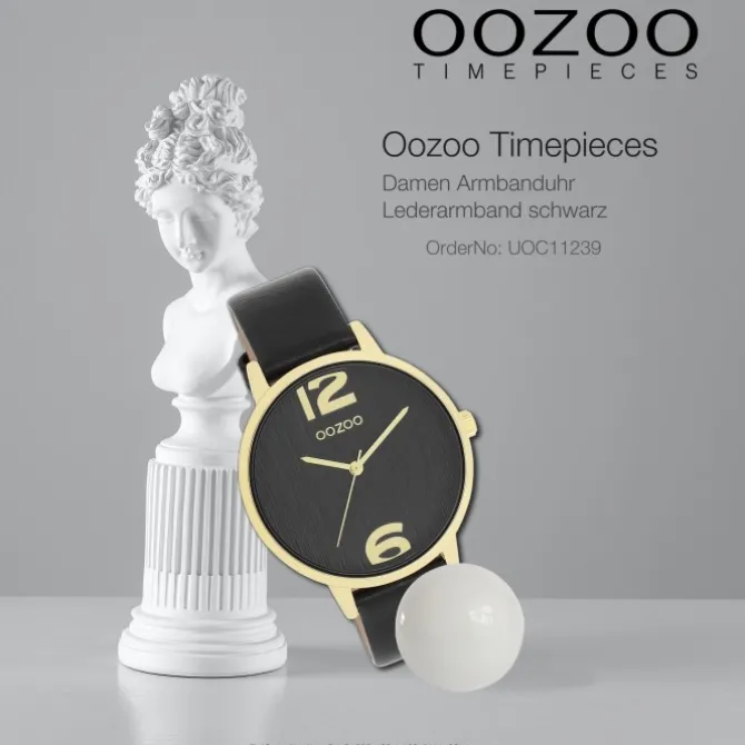 Oozoo Damen Armbanduhr Timepieces Analog Leder schwarz UOC11239