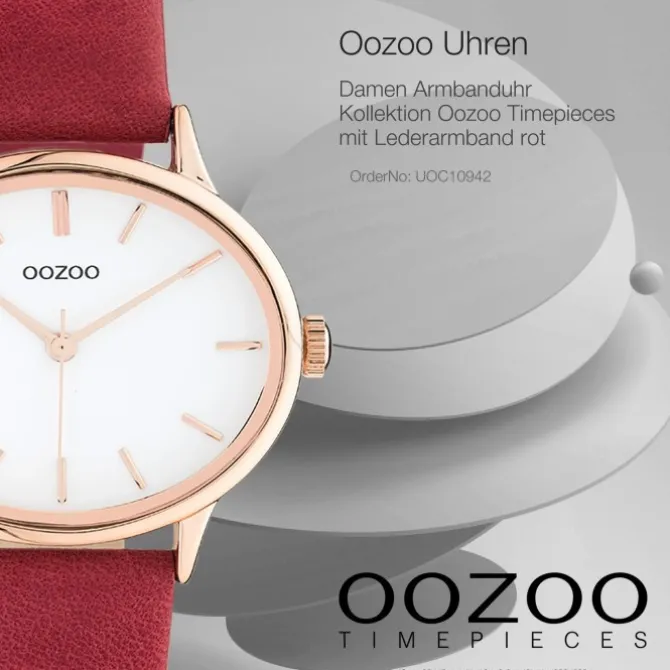 Oozoo Damen Armbanduhr Timepieces C10942 Analog Leder rot UOC10942