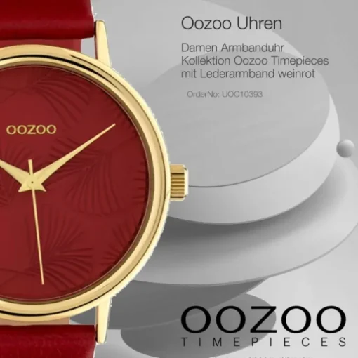 Oozoo Damen Armbanduhr Timepieces C10393 Quarz Leder weinrot UOC10393