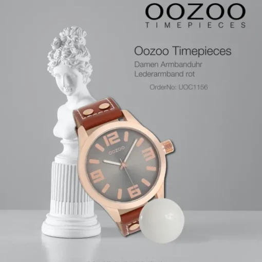 Oozoo Damen Armbanduhr Timepieces C1156 Analog Leder rot UOC1156