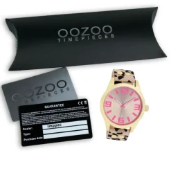 Oozoo Damen Armbanduhr Timepieces Analog Lederband beige schwarz UOC1099A