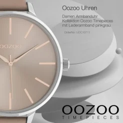 Oozoo Damen Armbanduhr Timepieces C10711 Analog Leder pinkgrau UOC10711