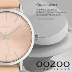 Oozoo Damen Armbanduhr Timepieces Analog Leder beige weiß UOC10446