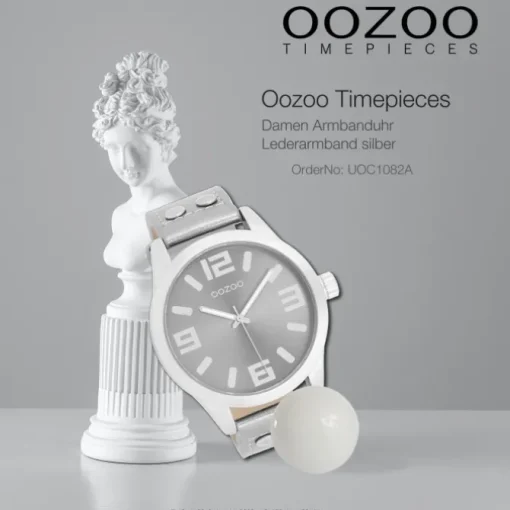 Oozoo Damen Armbanduhr Timepieces Analog Leder silber UOC1082A