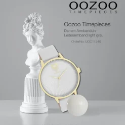 Oozoo Damen Armbanduhr Timepieces Analog Leder light grau UOC11240