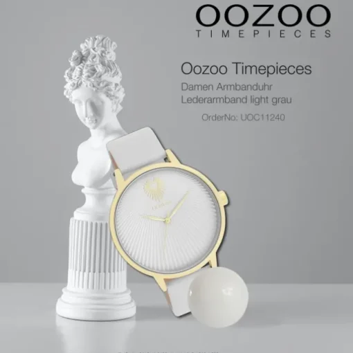 Oozoo Damen Armbanduhr Timepieces Analog Leder light grau UOC11240