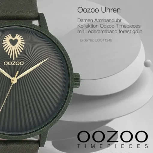 Oozoo Damen Armbanduhr Timepieces Analog Leder forest grün UOC11248