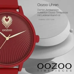 Oozoo Damen Armbanduhr Timepieces Analog Leder rot UOC11249