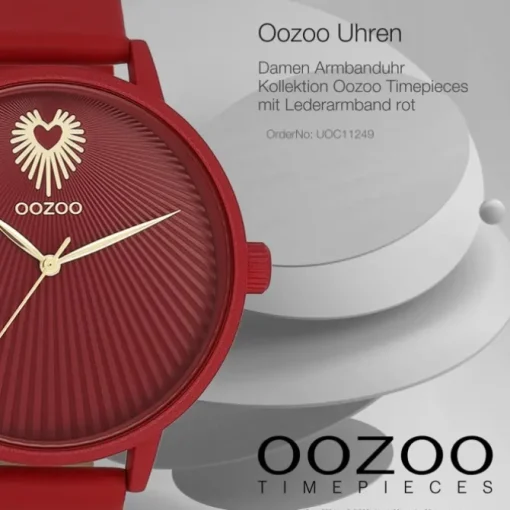 Oozoo Damen Armbanduhr Timepieces Analog Leder rot UOC11249