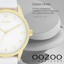 Oozoo Damen Armbanduhr Timepieces Analog Leder weiß UOC11325