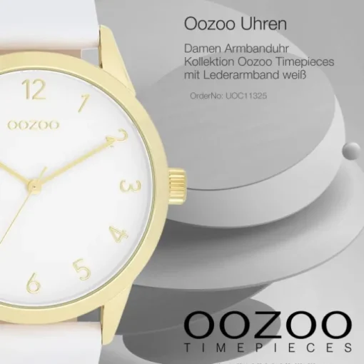 Oozoo Damen Armbanduhr Timepieces Analog Leder weiß UOC11325
