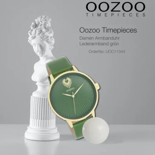 Oozoo Damen Armbanduhr Timepieces Analog Leder grün UOC11344