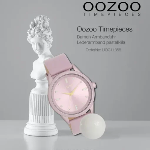 Oozoo Damen Armbanduhr Timepieces Analog Leder pastell-lila UOC11355