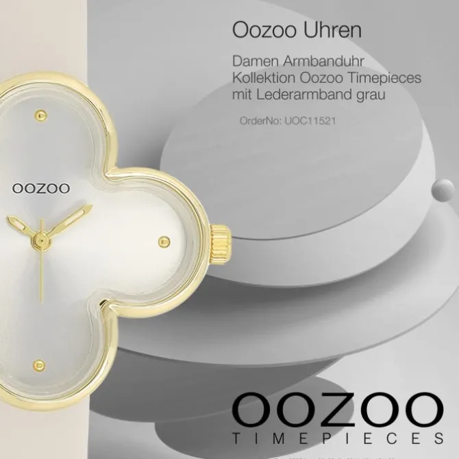 Oozoo Damen Armbanduhr Timepieces Analog Lederband grau UOC11521