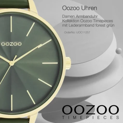 Oozoo Damen Armbanduhr Timepieces Analog Leder grün UOC11257
