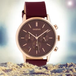 Oozoo Damen Armbanduhr Timepieces C10599 Analog Leder weinrot UOC10599