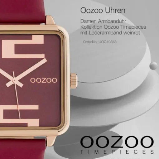Oozoo Damen Armbanduhr Timepieces C10363 Analog Leder weinrot UOC10363