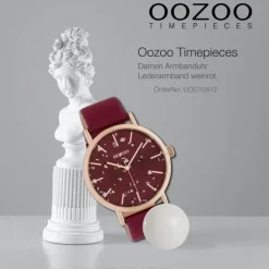 Oozoo Damen Armbanduhr Timepieces Analog Leder weinrot UOC10412