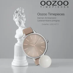 Oozoo Damen Armbanduhr Timepieces C10711 Analog Leder pinkgrau UOC10711