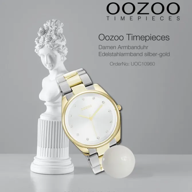 Oozoo Damen Armbanduhr Timepieces C10960 Analog Edelstahl silber-gold UOC10960