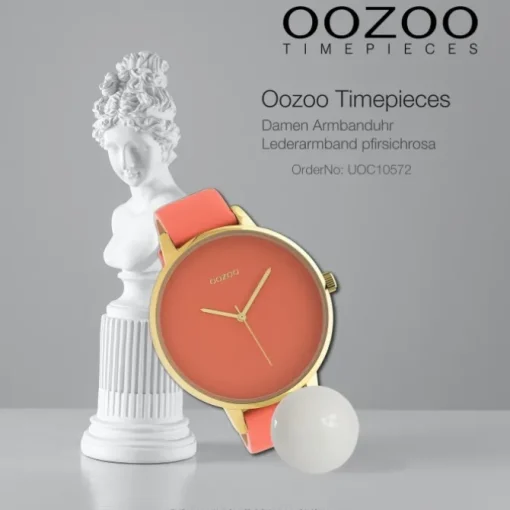 Oozoo Damen Armbanduhr Timepieces Analog Leder pfirsichrosa UOC10572