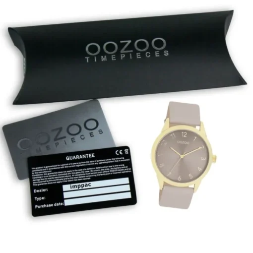 Oozoo Damen Armbanduhr Timepieces Analog Leder hellgrau taupe UOC11328