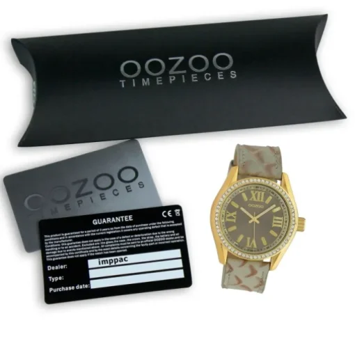 Oozoo Damen Armbanduhr Timepieces Analog Leder grau hellbraun UOC10272