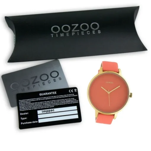 Oozoo Damen Armbanduhr Timepieces Analog Leder pfirsichrosa UOC10572