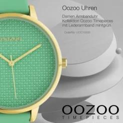 Oozoo Damen Armbanduhr Timepieces C10593 Analog Leder mintgrün UOC10593