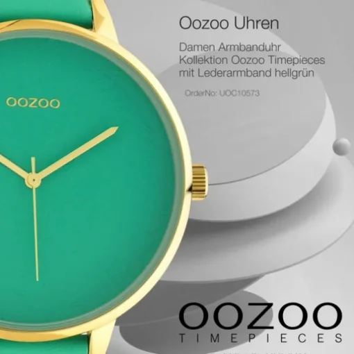 Oozoo Damen Armbanduhr Timepieces C10573 Analog Leder hellgrün UOC10573