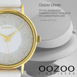 Oozoo Damen Armbanduhr Timepieces C10576 Analog Leder weiß UOC10576