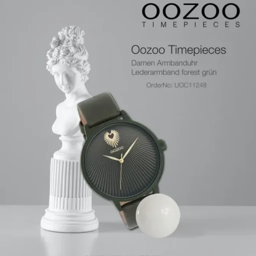 Oozoo Damen Armbanduhr Timepieces Analog Leder forest grün UOC11248
