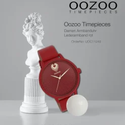 Oozoo Damen Armbanduhr Timepieces Analog Leder rot UOC11249