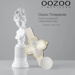 Oozoo Damen Armbanduhr Timepieces Analog Lederband grau UOC11521