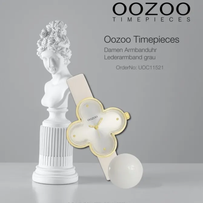 Oozoo Damen Armbanduhr Timepieces Analog Lederband grau UOC11521