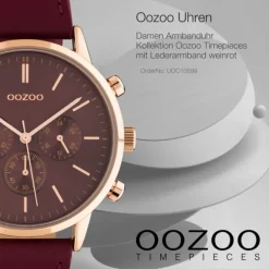Oozoo Damen Armbanduhr Timepieces C10599 Analog Leder weinrot UOC10599