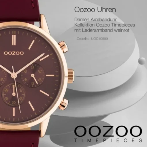 Oozoo Damen Armbanduhr Timepieces C10599 Analog Leder weinrot UOC10599