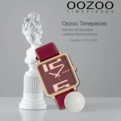 Oozoo Damen Armbanduhr Timepieces C10363 Analog Leder weinrot UOC10363