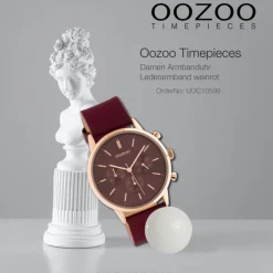 Oozoo Damen Armbanduhr Timepieces C10599 Analog Leder weinrot UOC10599