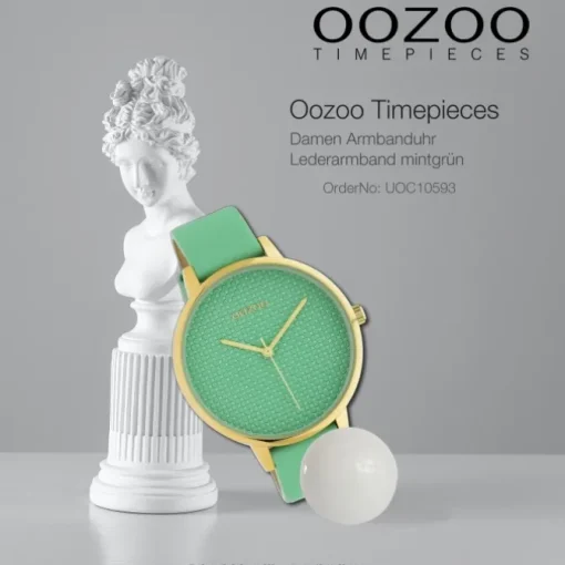 Oozoo Damen Armbanduhr Timepieces C10593 Analog Leder mintgrün UOC10593
