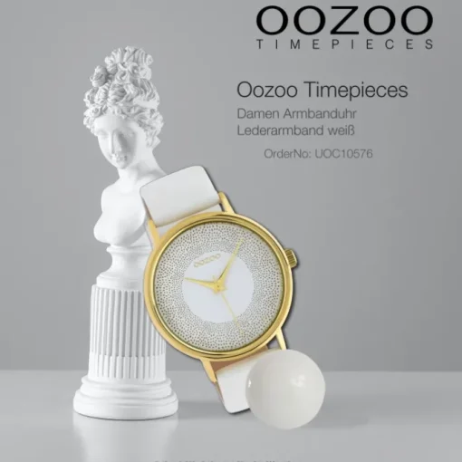 Oozoo Damen Armbanduhr Timepieces C10576 Analog Leder weiß UOC10576