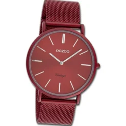 Oozoo Damen Armbanduhr Ultra Slim Quarzwerk Edelstahl burgund UOC20001