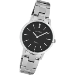 Oozoo Damen Armbanduhr Ultra Slim Edelstahl silber schwarz UOC20111