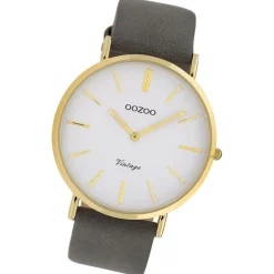 Oozoo Damen Armbanduhr Ultra Slim Leder dunkelgrau UOC20079